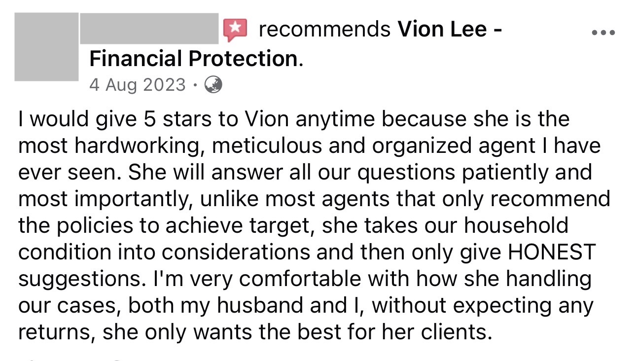 Client review praising Vion's honest advice