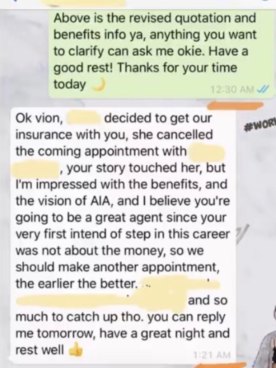 Client sharing how Vion's story touched her